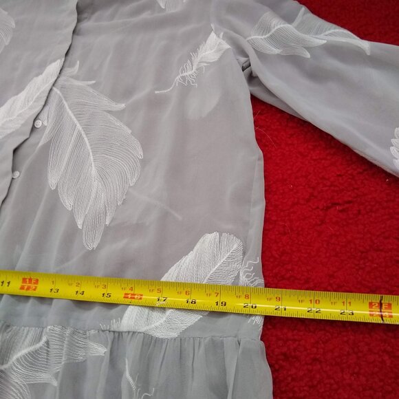 sheer drop waist embroidered feathers shirtdress NWOT - Picture 7 of 11